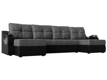 П-образный диван Меркурий П, Серый/черный (рогожка/экокожа) в Салавате