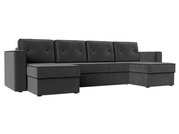 П-образный диван Принстон, Серый\Черный (Велюр) боннель в Стерлитамаке