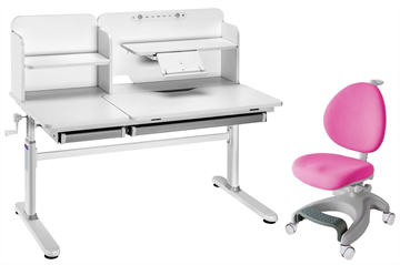 Комплект парта + кресло Iris II Grey + Cielo Pink + чехол для кресла в подарок в Уфе