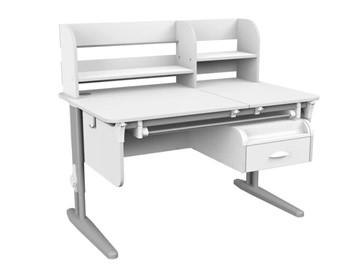 Детский стол-трансформер Lp/70-45 (СУТ.62 PRO) + Tumba 8 с лотком белый/серый/белый в Уфе