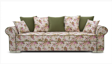 Прямой диван Ameli (Arcadia rose+shaggy green+glance bone) в Салавате