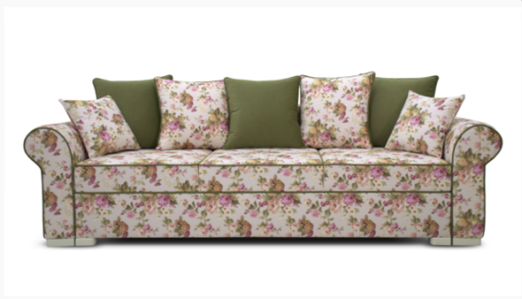 Прямой диван Ameli (Arcadia rose+shaggy green+glance bone) в Стерлитамаке - изображение
