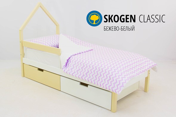 Кровать-домик в детскую мини Skogen бежево-белый в Стерлитамаке - изображение