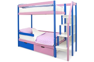 Двухэтажная детская кровать Svogen синий-лаванда в Уфе