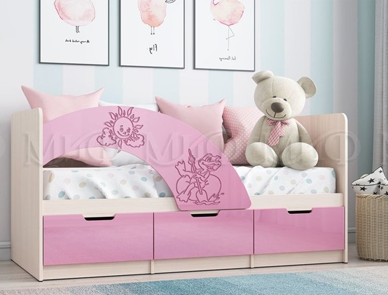 Детская кровать с бортиками Юниор-3, Розовый металлик в Стерлитамаке - изображение