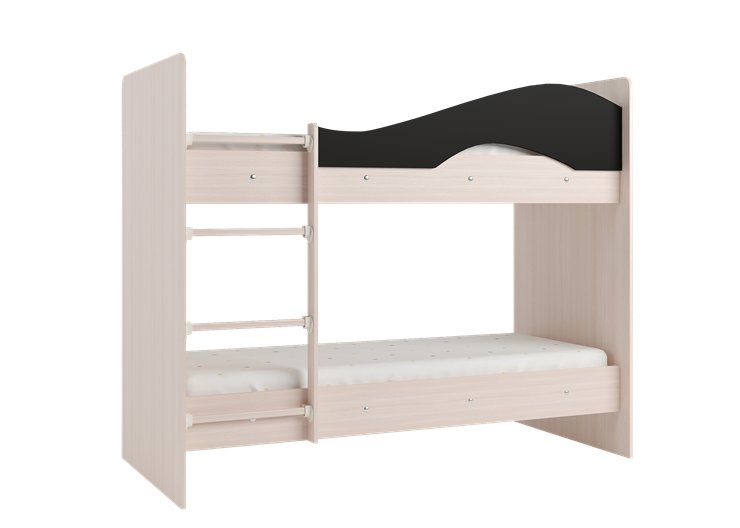 Детская  двухъярусная кровать Мая с 2 ящиками на щитах, корпус Млечный дуб, фасад Венге в Стерлитамаке - изображение 3