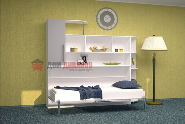 Детская кровать-шкаф Горизонтальная в серых тонах, Белый шагрень/Алюминий (900х2000) в Уфе - изображение