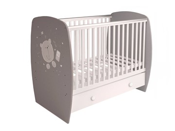 Кроватка детская с ящиком POLINI Kids French 710 TEDDY Белый / Серый в Стерлитамаке - предосмотр