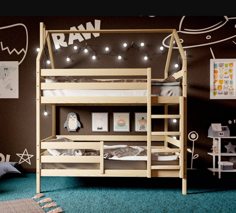Двухъярусная кровать Домик, без покраски в Салавате - изображение