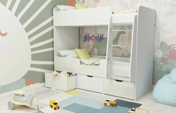 Детская 2-этажная кровать Малыш двойняшка 70х160, корпус Белое дерево, фасад Фейритейл в Стерлитамаке - предосмотр