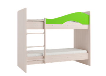 Двухъярусная кровать Мая на щитах со шкафом и ящиками, корпус Млечный дуб, фасад Салатовый в Стерлитамаке - предосмотр 3