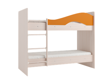 Двухэтажная детская кровать Мая с 2 ящиками на щитах, корпус Млечный дуб, фасад Оранжевый в Уфе - предосмотр 2