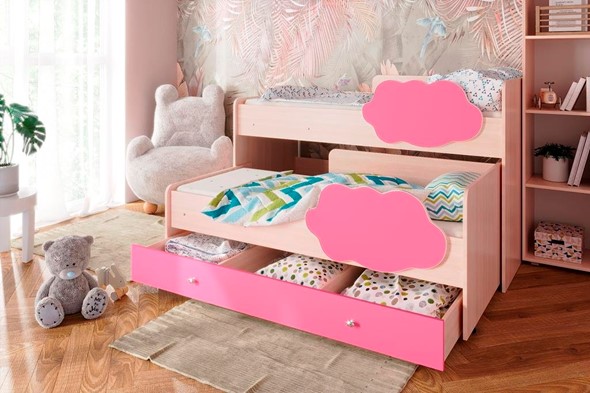 Кровать 2-ярусная Соник 1.6 с ящиком, Розовый в Стерлитамаке - изображение