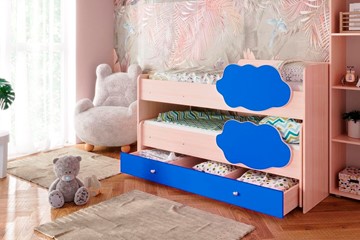 Детская 2-этажная кровать Соник 1.6 с ящиком, Синий в Уфе