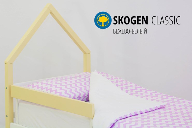 Кровать-домик в детскую мини Skogen бежево-белый в Стерлитамаке - изображение 3