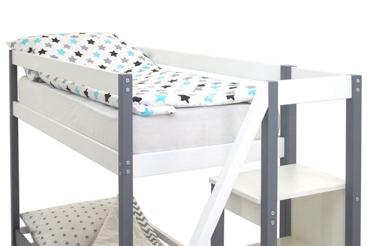 Детская 2-ярусная кровать Svogen графит-белый в Стерлитамаке - изображение 10