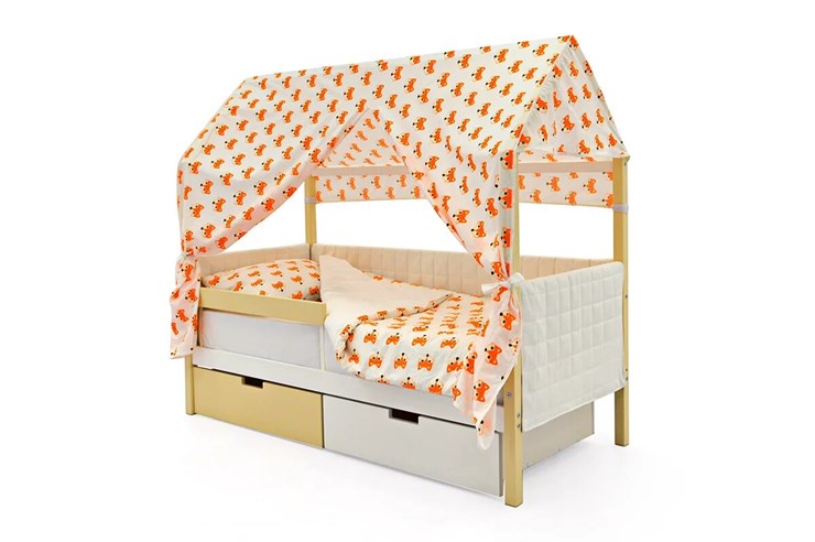 Кровать-домик «Svogen бежево-белый» мягкая в Стерлитамаке - изображение 1