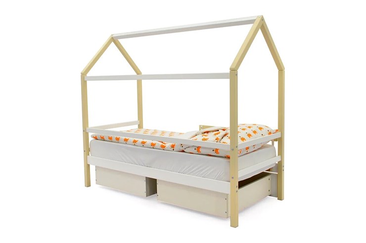 Детская кровать-домик Svogen бежево-белый в Стерлитамаке - изображение 4