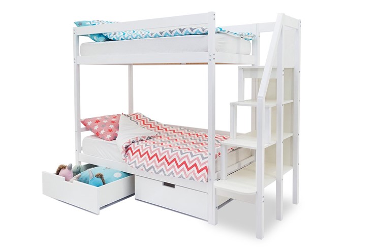 Детская 2-этажная кровать Svogen белый в Уфе - изображение 5
