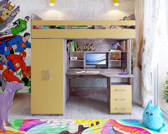 Кровать-чердак в детскую Аракс, каркас Бетон, фасад Зира в Уфе - изображение