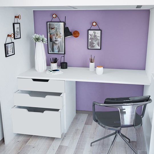 Кровать-чердак с письменным столом и шкафом POLINI Kids Simple Белый в Салавате - изображение 5