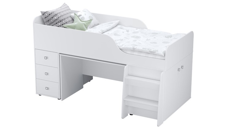 Кровать-чердак с рабочей зоной POLINI Kids Simple 4500 Белый в Уфе - изображение 6