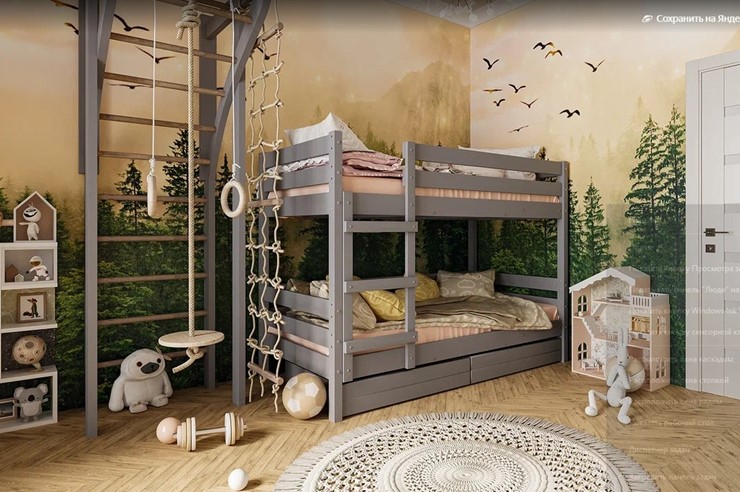 Детская кровать Джуниор двухъярусная с ящиками (Антрацит) в Уфе - изображение 1