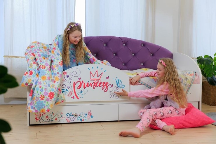 Односпальная детская кровать Эльза с бортиком, Фиолетовый (щиты) в Стерлитамаке - изображение 4