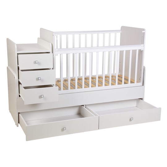Кровать для новорожденных с комодом POLINI Kids Simple 1100 Натуральный