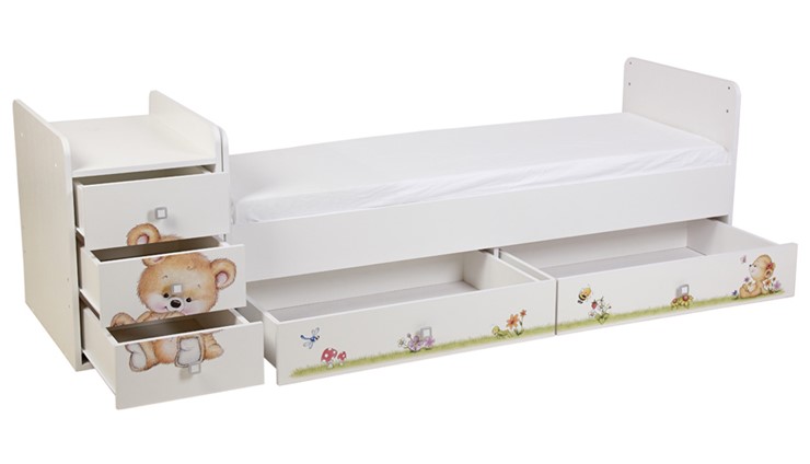 Детская кровать с комодом Фея 1100 Медвежонок Белый в Стерлитамаке - изображение 3