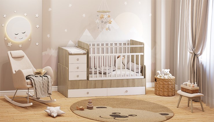Детская кровать с комодом Фея 1100 Вяз-белый в Уфе - изображение 3
