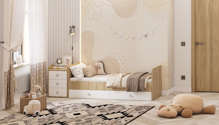 Детская кровать с комодом Фея 1100 Вяз-белый в Уфе - изображение 4
