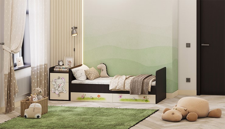 Детская кровать с комодом Фея 1100 Зайчонок Венге-бежевый в Стерлитамаке - изображение 5