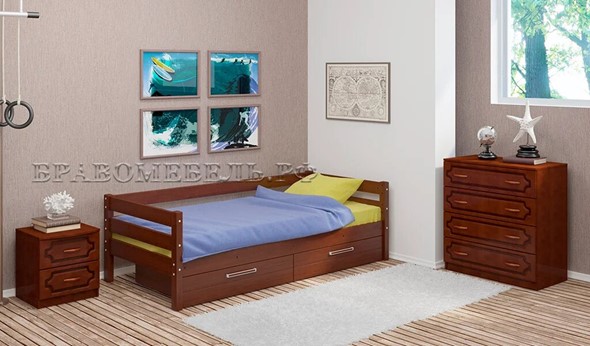Детская кровать Глория с ящиками(Орех) в Салавате - изображение
