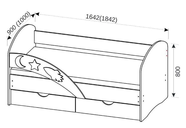 Кроватка Космос 1800х900 с бортиком, без ящиков в Стерлитамаке - изображение 2
