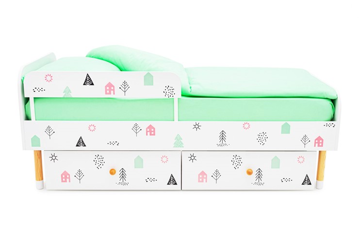 Детская кровать Stumpa Классика "Домики розовый, бирюзовый" в Стерлитамаке - изображение 6