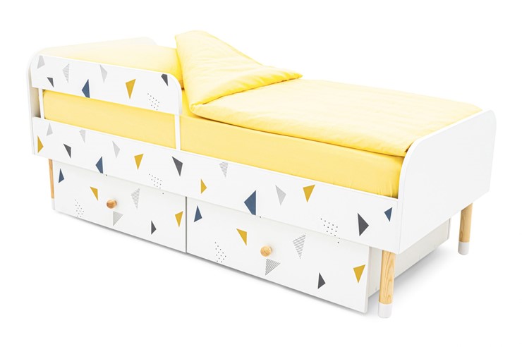 Детская кровать Stumpa Классика "Треугольники желтый, синий" в Стерлитамаке - изображение 3