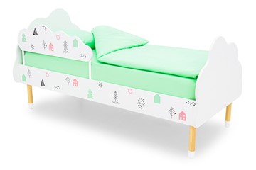 Кроватка Stumpa Облако "Домики розовый, бирюзовый" в Стерлитамаке