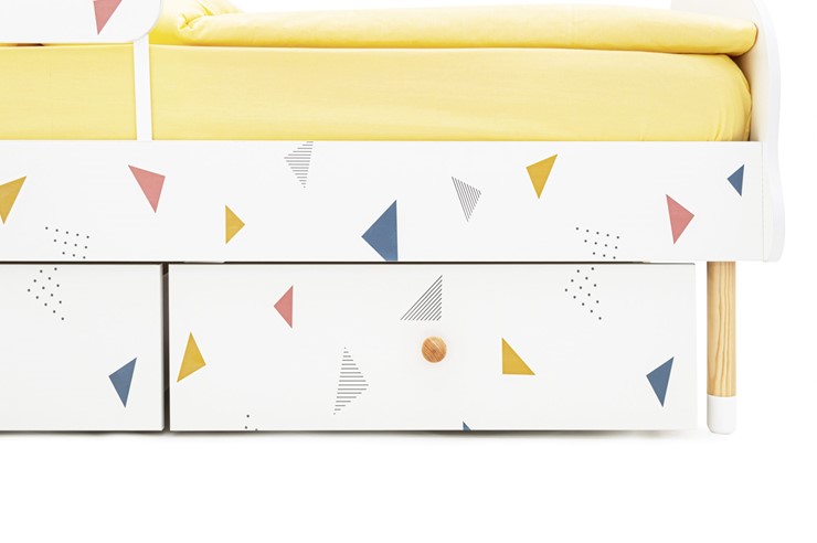 Детская кровать Stumpa Облако "Треугольники желтый, синий, розовый" в Стерлитамаке - изображение 2