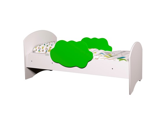 Кровать с бортиками Тучка, корпус Белый, фасад Лайм в Стерлитамаке - изображение