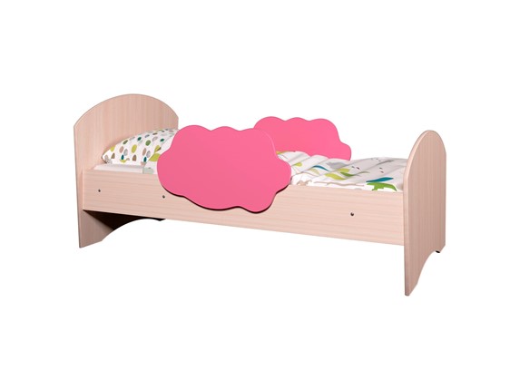 Детская кровать с бортиками Тучка, корпус Дуб млечный, фасад Розовый в Стерлитамаке - изображение