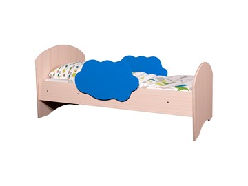 Детская кровать с бортиками Тучка, корпус Дуб млечный, фасад Синий в Уфе