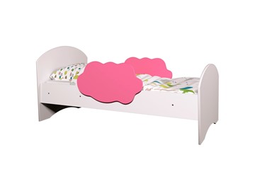 Детская кровать с бортиками Тучка, корпус Белый, фасад Розовый в Салавате