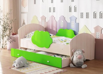 Кровать детская Тучка с ящиком, корпус Дуб млечный, фасад Лайм в Стерлитамаке