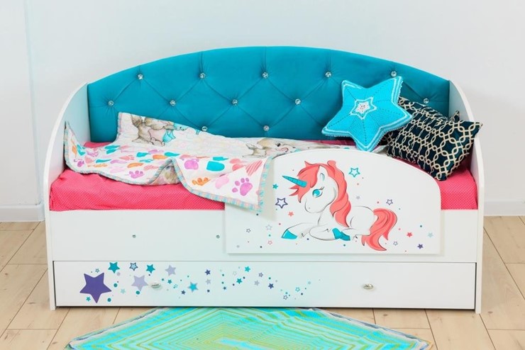 Кровать детская односпальная Звездочка с бортиком, Бирюза в Стерлитамаке - изображение 5