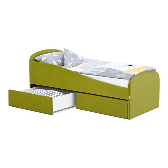 Детская кровать с ящиками Letmo 190х80 оливковый (велюр) в Стерлитамаке - изображение 2