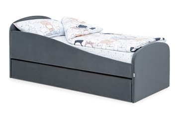 Кровать в детскую с ящиком Letmo графит (велюр) в Стерлитамаке
