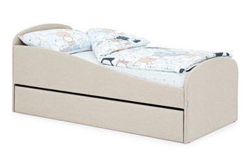 Мягкая кровать с ящиком Letmo карамель (рогожка) в Уфе