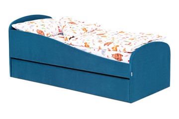 Детская кровать с ящиком Letmo морской (велюр) в Уфе