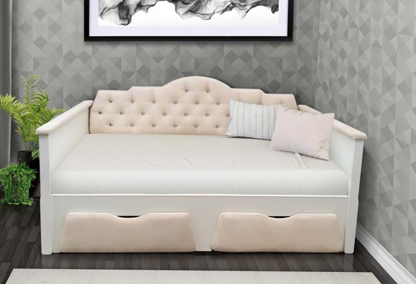 Кровать софа в детскую Фея 800х1600, ЛДСП белый/ткань велюр в Стерлитамаке - изображение